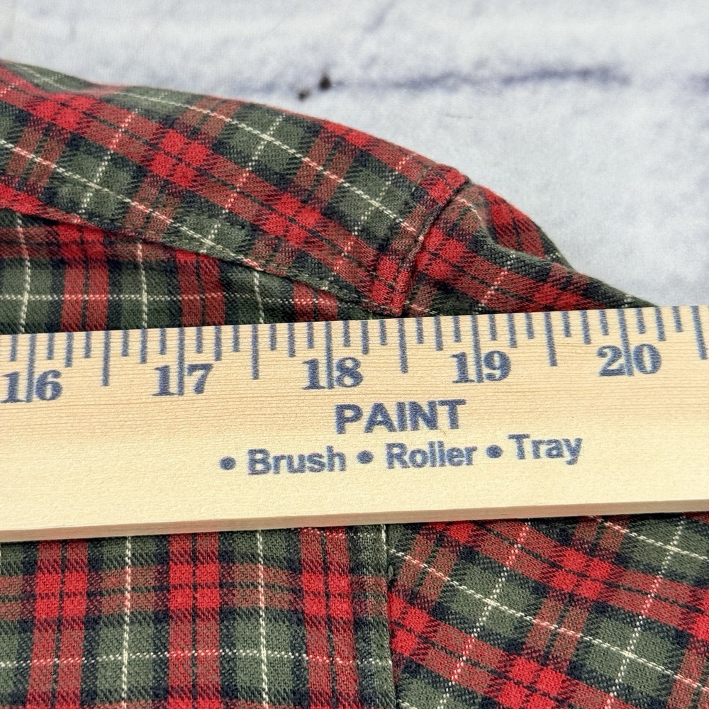 Vintage LL Bean Flannel Long Sleeve Shirt Men's Size L Tall Red‎ Plaid 0WT66 - Picture 4 of 15
